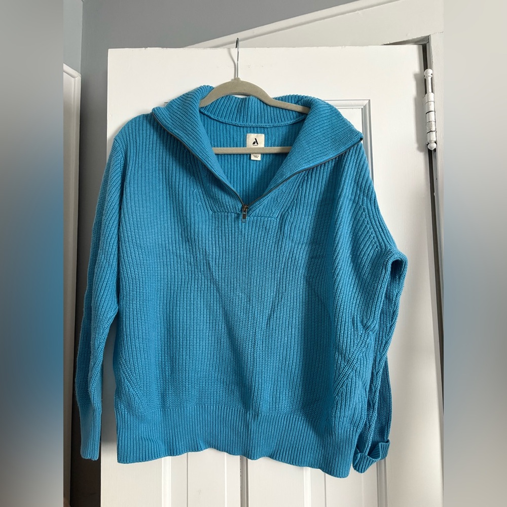 Amazon Turquoise Half-Zip Ribbed Sweater